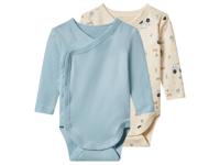 lupilu Set van 2 baby rompers (Crème/blauw, 86/92) - thumbnail