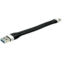 Roline USB-kabel USB 3.2 Gen1 (USB 3.0 / USB 3.1 Gen1) USB-A stekker, USB-C stekker 0.11 m Zwart 11.02.9014 - thumbnail