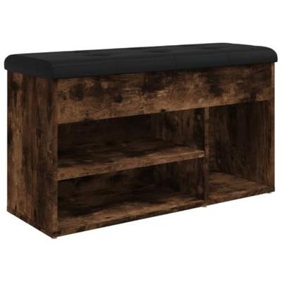 Schoenenbank 82x32x45,5 cm bewerkt hout gerookt eikenkleurig