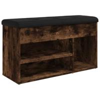 Schoenenbank 82x32x45,5 cm bewerkt hout gerookt eikenkleurig - thumbnail