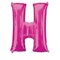 Folieballon Roze Letter &apos;H&apos; Groot - thumbnail