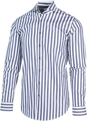 Blue Industry Heren Overhemd Blauw Wit Gestreept Perfect Fit