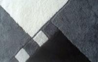 Wicotex badmat 60x90 cm zwart/wit/grijs geblokt - thumbnail