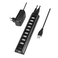 LogiLink UA0096 USB 2.0-hub 10 poorten Zwart - thumbnail