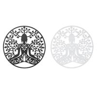 Wanddecoratie DKD Home Decor 100 x 1 x 100 cm Zwart Boeddha Wit Orientaals (2 Stuks) - thumbnail