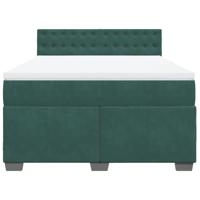 Boxspring met matras fluweel donkergroen 140x200 cm - thumbnail