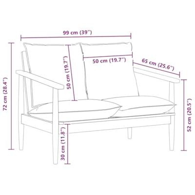 Tweezitsbank echt leer en massief acaciahout zwart