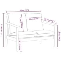 Tweezitsbank echt leer en massief acaciahout zwart - thumbnail