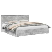 Bedframe met hoofdeinde Beton Grijs 200 x 200 cm Bewerkt hout - thumbnail