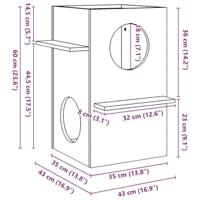 Kattenhuis 43x43x60 cm massief grenenhout wit - thumbnail
