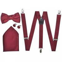 vidaXL Smoking accessoires bretels en vlinderdas set mannen bordeauxrood - thumbnail