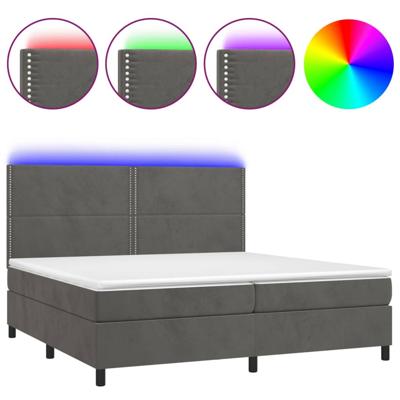 Boxspring met matras en LED fluweel donkergrijs 200x200 cm
