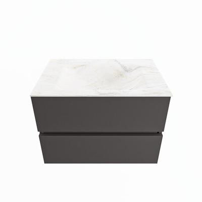 MONDIAZ VICA-DLUX 70cm badmeubel onderkast Dark grey 2 lades. Inbouw wastafel CLOUD midden 1 kraangat, kleur Ostra. MONDIAZ VICA-DLUX 70cm badmeubel onderkast Dark grey 2 lades. Inbouw wastafel CLOUD midden 1 kraangat, kleur Ostra.
