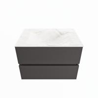 MONDIAZ VICA-DLUX 70cm badmeubel onderkast Dark grey 2 lades. Inbouw wastafel CLOUD midden 1 kraangat, kleur Ostra. - thumbnail