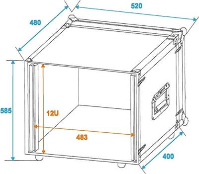 Roadinger Effect Rack CO DD 19 inch flightcase 12HE 380mm diep - thumbnail