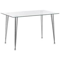 Beliani - WINSTON - Eettafel - Zilver - 70 x 120 cm - Veiligheidsglas - thumbnail