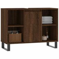 Badkamerkast 80x33x60 cm bewerkt hout bruineikenkleurig - thumbnail