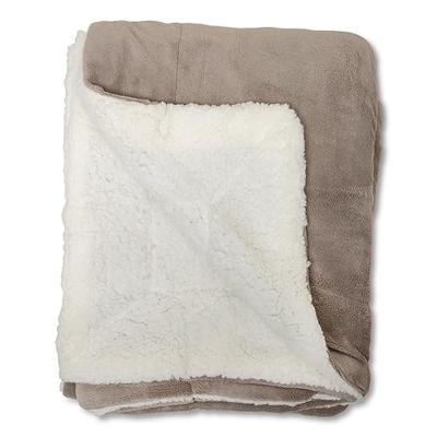 Plaid-deken Espoo taupe Coral fleece met zachte binnenzijde van sherpa 150x200cm