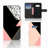 Samsung Galaxy S10e | Book Case | Zwart Roze Vormen - thumbnail
