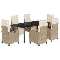 7-delige Tuinset met kussens poly rattan beige - thumbnail