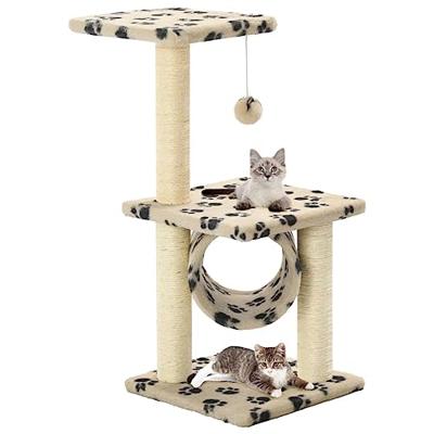 VidaXL Kattenkrabpaal met sisal krabpalen 65 cm pootafdrukken beige