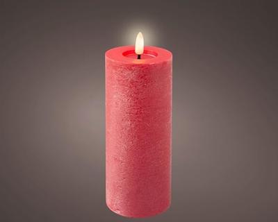 Kaars LED Lumineo Rood Ø 7 x 19 cm Rustiek (AAA)