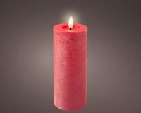 Lumineo LED kaars kerstrood/warm wit 7x19cm - thumbnail