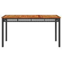 Tuintafel 140x80x75 cm poly rattan en acaciahout zwart - thumbnail