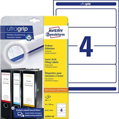 Avery-Zweckform Ordneretiketten L4761-10 61 x 192 mm Papier Wit Permanent hechtend 40 stuk(s)