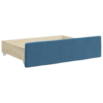 Bedlades 2 st bewerkt hout en fluweel blauw Bedlades 2 st bewerkt hout en fluweel blauw