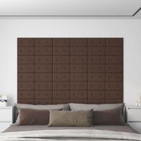 VidaXL Wandpanelen 12 st 0,54 m² 30x15 cm kunstleer bruin - thumbnail