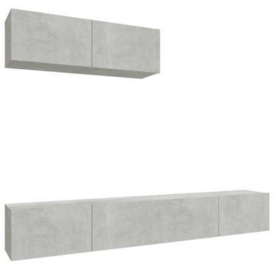 3-delige Tv-meubelset bewerkt hout betongrijs - thumbnail