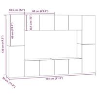 Tv-meubelset 8 pcs Zwart eiken 181 x 30 x 120 cm Bewerkt hout - thumbnail