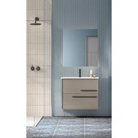 Saniclass Prime Essential Badkamermeubelset - 60x55x46cm - 1 rechthoekige wasbak wit - 1 kraangat - 2 lades - rechthoekige spiegel - taupe SW892660/SW804530/SW724610 - thumbnail