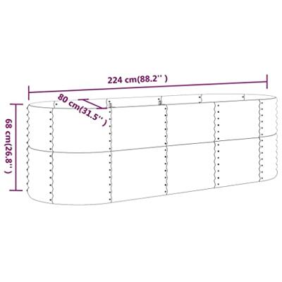 VidaXL Plantenbak 224x80x68 cm gegalvaniseerd staal groen