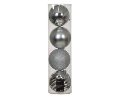 Kerstballen kunststof d14 cm zilver 4 st Decoris - Decoris Kerstballen kunststof d14 cm zilver 4 st Decoris - Decoris