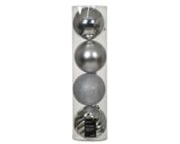 Kerstballen kunststof d14 cm zilver 4 st Decoris - Decoris - thumbnail