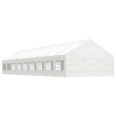 Prieel met dak 20,07x5,88x3,75 m polyetheen wit