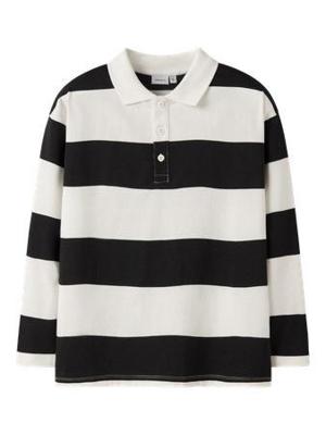 Name it winter polo t-shirt jongens - zwart - relaxed fit - NkmNutiva