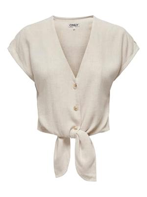 Only Onlsiesta Ss Knot Lin Bl Shirt Pnt Noos T-shirts Moonbeam