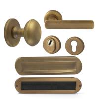 Hardbrass Voordeurset Saturnus/Shadow compleet linkswijzend SKG3 met kerntrekbeveiliging - mat brons - thumbnail