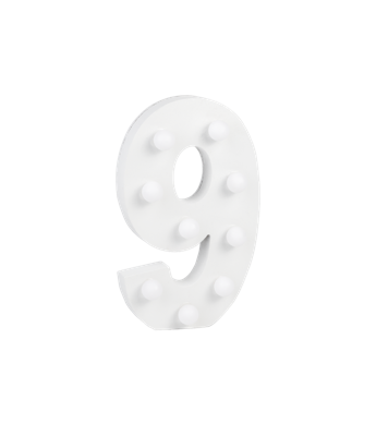Cijfer 9 met licht hoogte 17 cm breedte 10 cm