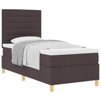 Boxspringbed met matras Donkerbruin 90 x 190 cm Stof - thumbnail