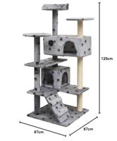 Kattenkrabpaal met sisal krabpalen 125 cm pootafdrukken grijs - thumbnail