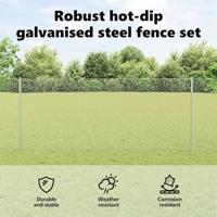 VidaXL Hek met paal zilver 1 x 25 m staal - thumbnail