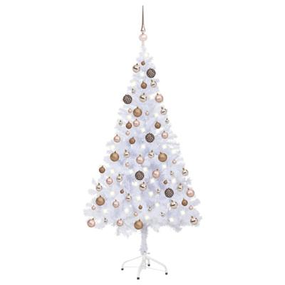 VidaXL Kunstkerstboom met verlichting en kerstballen 380 takken 150 cm
