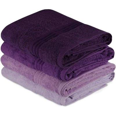 Set van 4 badhanddoeken - 70 x 140 cm - Paars
