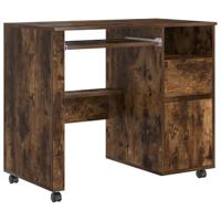 Bureau met Wielen Gerookt eiken 91 x 50 x 77 cm Bewerkt hout - thumbnail