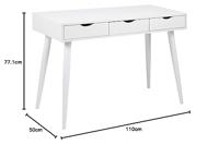 Bureau / sidetable 'Märta' 110 x 50cm met 3 laden , kleur wit / wit - thumbnail