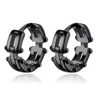 Trendy Mendes Edelstalen Oorringen in Zwart voor Heren - thumbnail